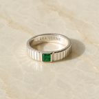 18K Gold Plated Chunky Emerald Green Zircon Ring