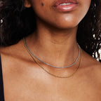 18K Gold Plated Dainty Rope Chain Necklace Waterproof Stainless Steel