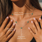 18K Gold Plated Green Stone Pendant Choker Necklace