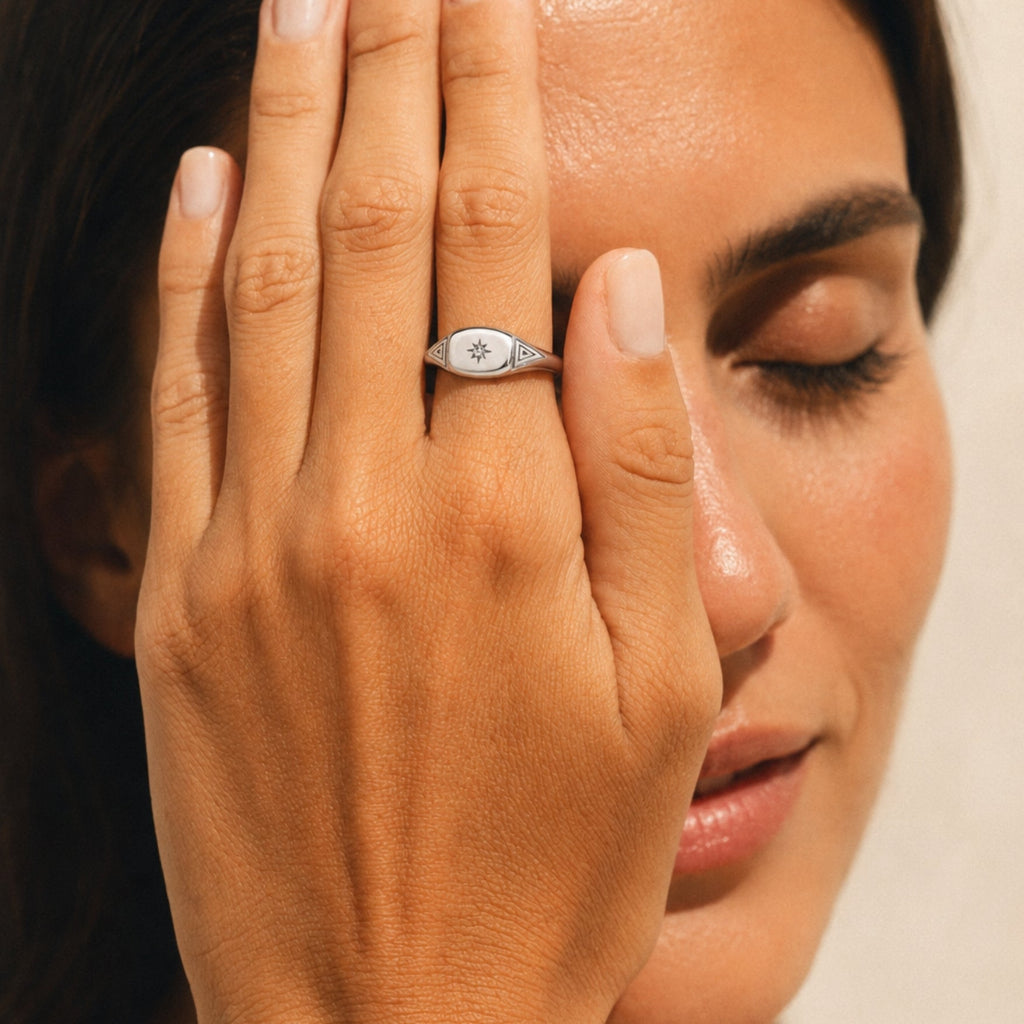18K Gold Plated Starlight Heirloom Signet Ring