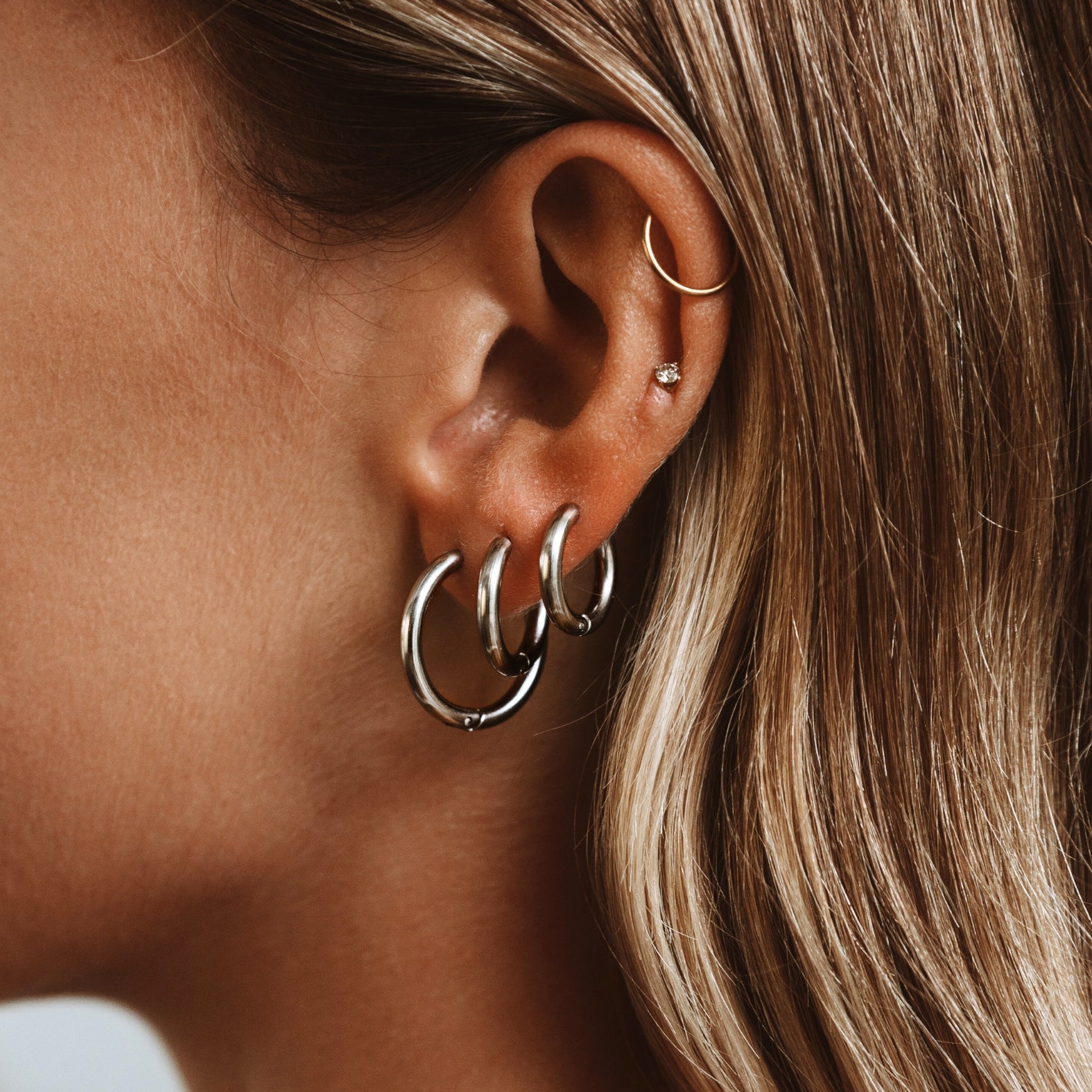 18K Gold Plated Classic Hoop Earrings 3 Sizes