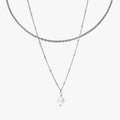 Silver Rope Chain Choker & Baroque Pearl Pendant Bundle Set