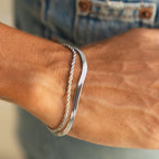 18K Gold Plated Herringbone & Rope Chain Layered Bracelet Set
