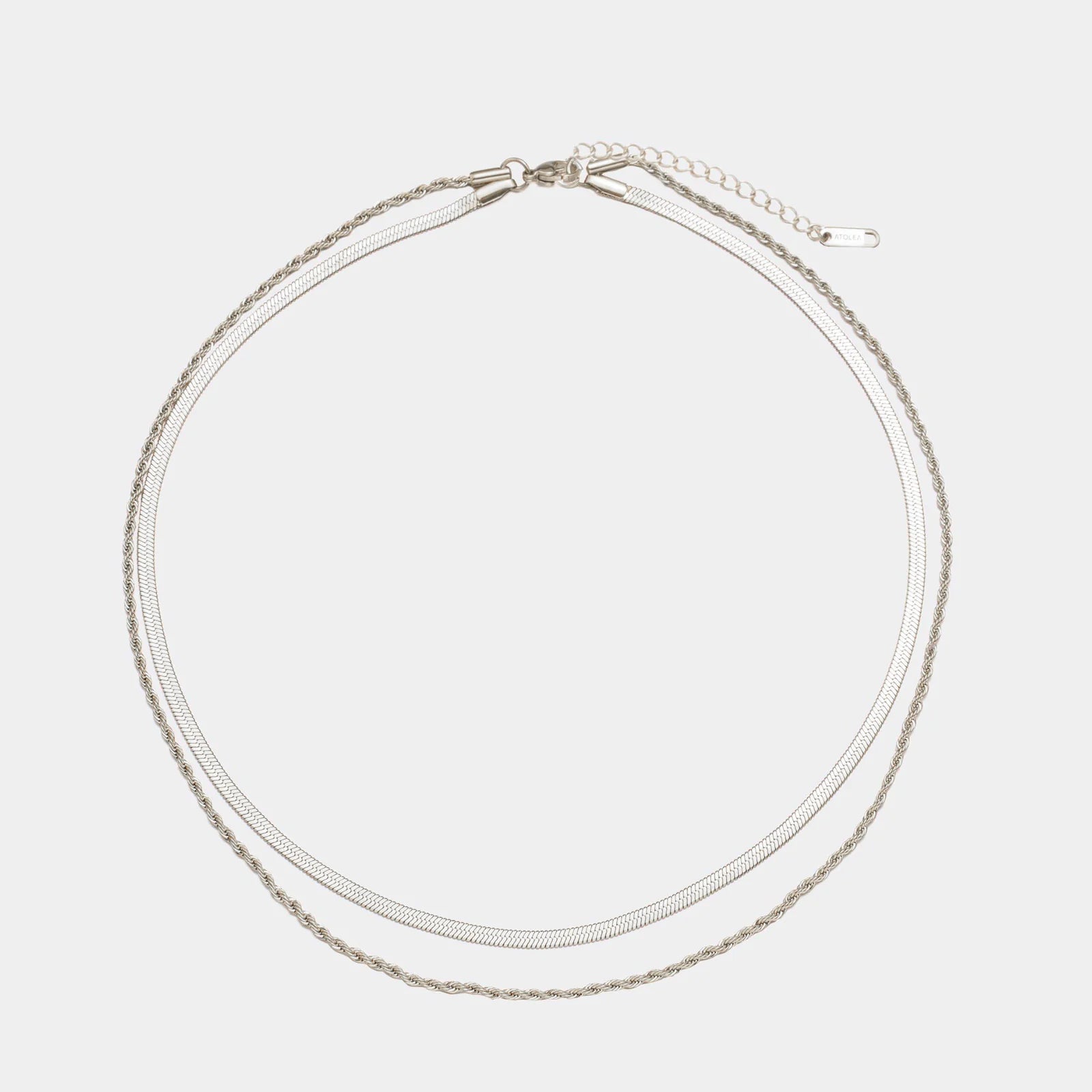 18K Gold Plated Herringbone & Rope Chain Layered Necklace Set