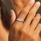 18K Gold Plated Moonstone Cabochon Band Ring