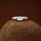 18K Gold Plated Moonstone Cabochon Band Ring