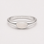18K Gold Plated Moonstone Cabochon Band Ring