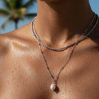 Silver Rope Chain Choker & Baroque Pearl Pendant Bundle Set