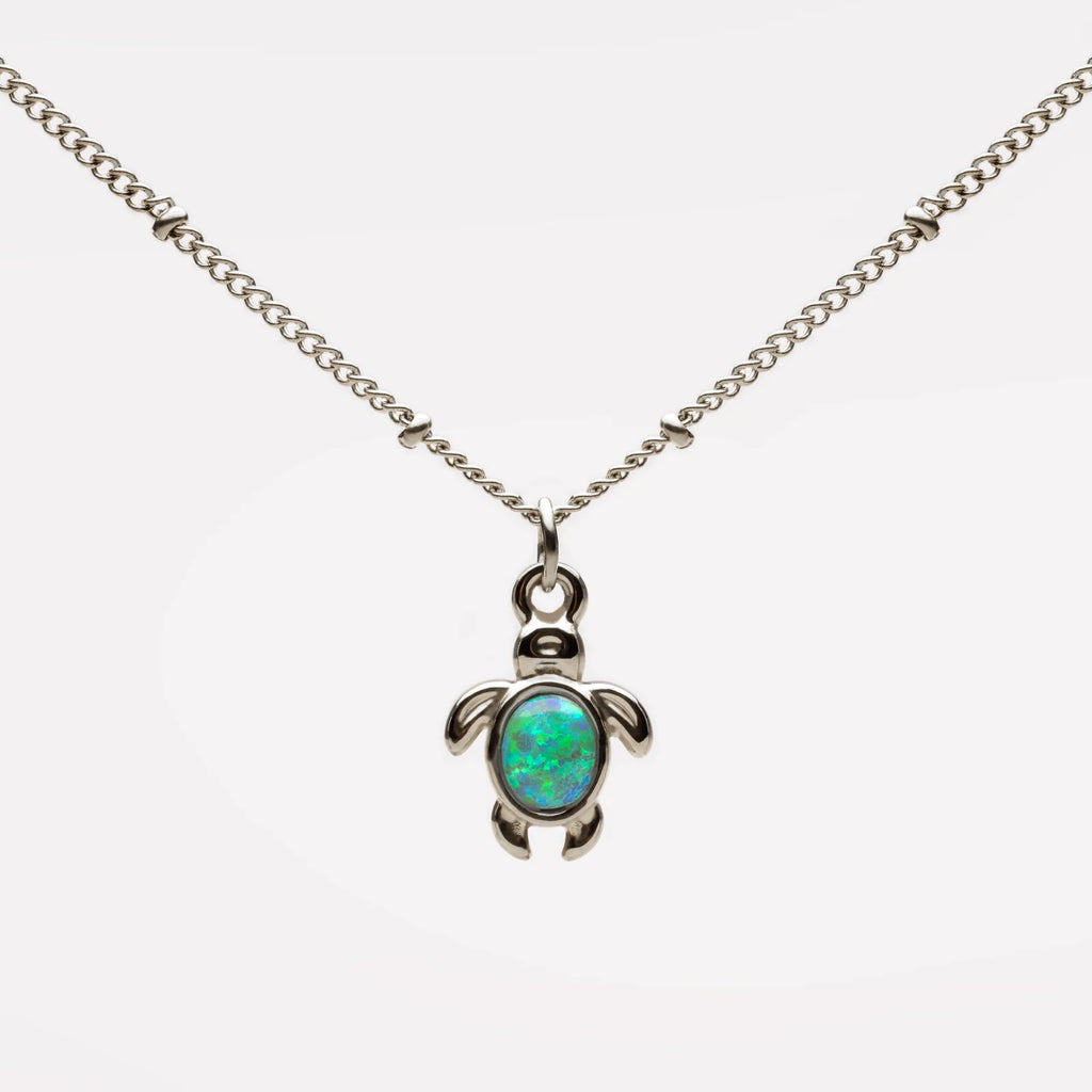 18K Gold Plated Opal Sea Turtle Pendant Necklace Waterproof