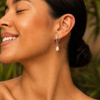 18K Gold Plated Opal Teardrop Drop Hoop Earrings