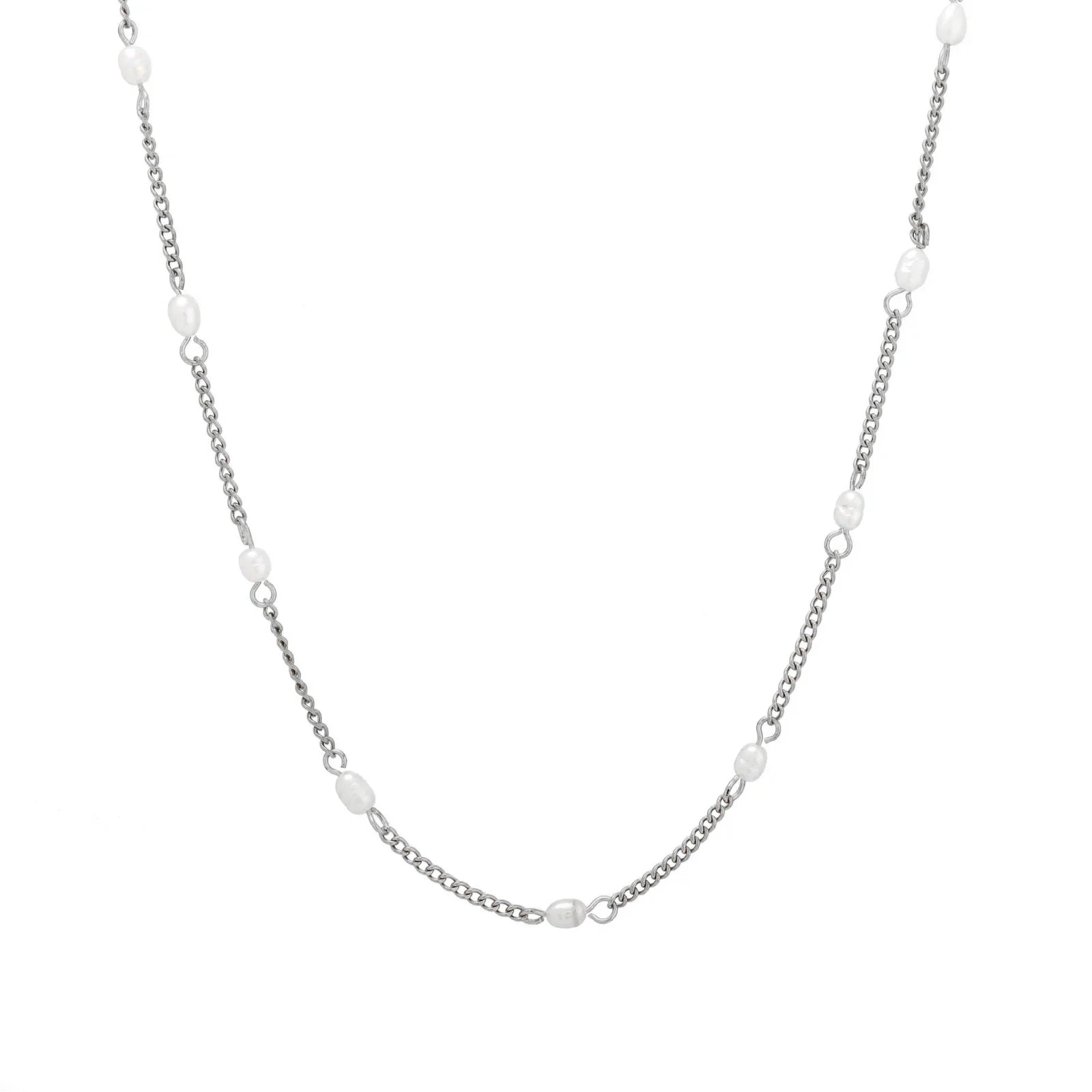 18K Gold Plated Dainty Freshwater Pearl Station Chain Choker