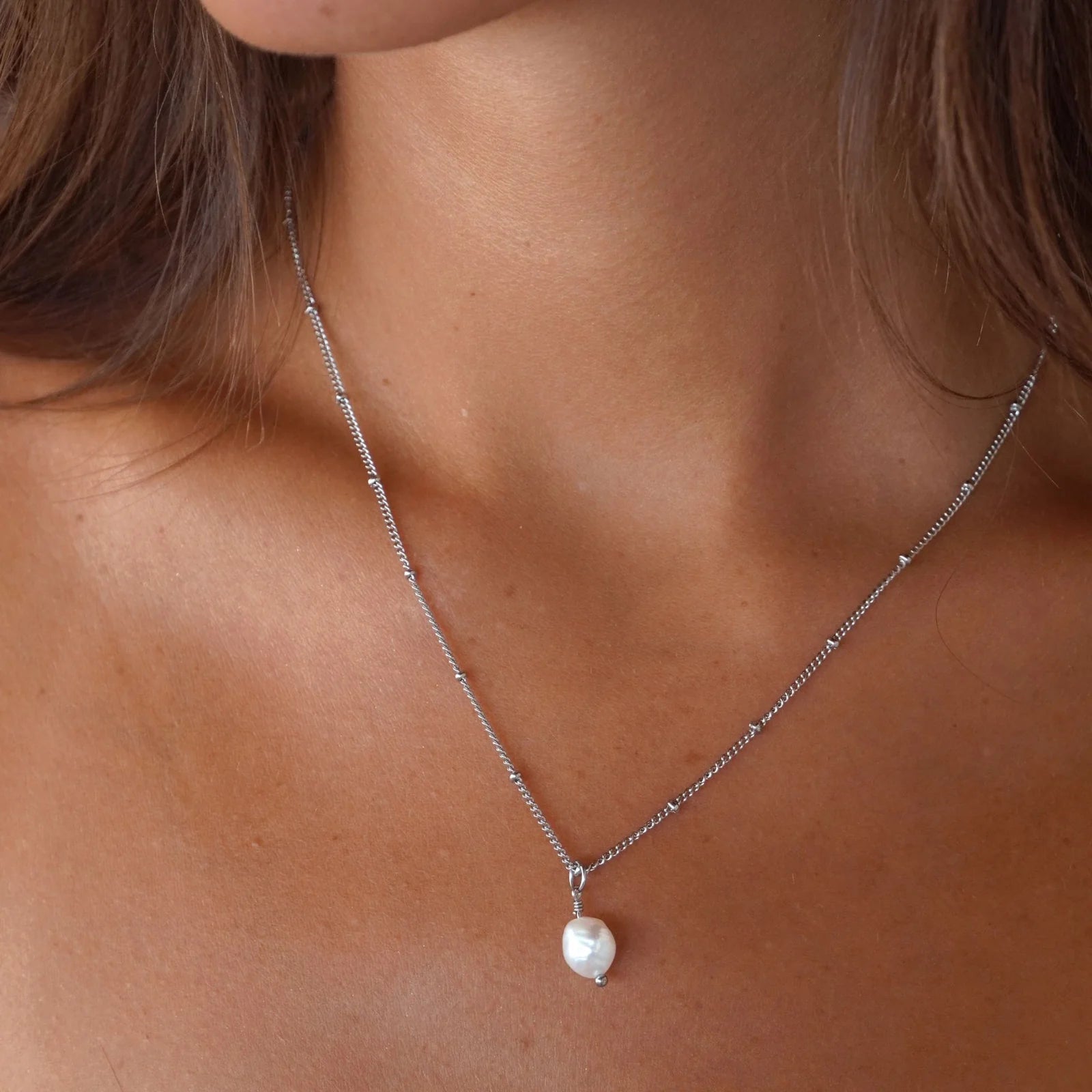 18K Gold Plated Baroque Freshwater Pearl Pendant Necklace