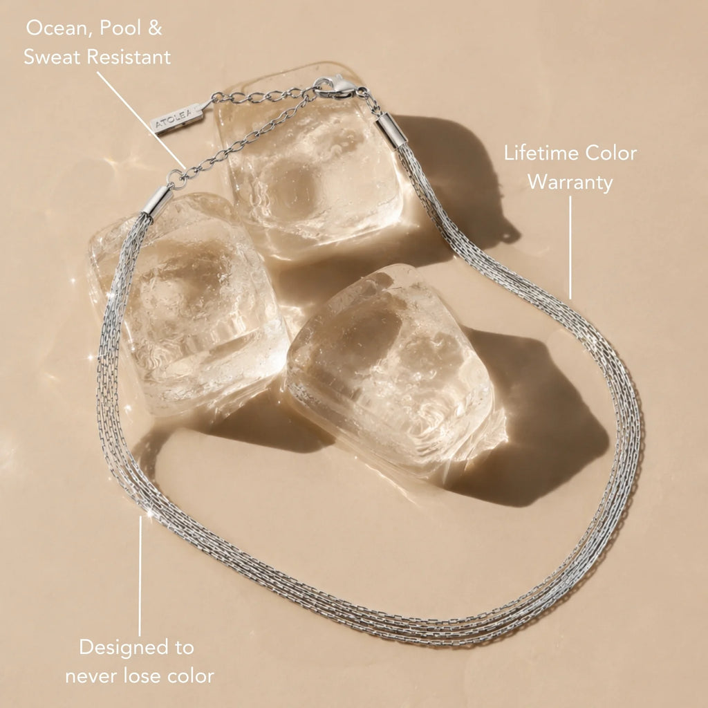18K Gold Plated Four Layer Dainty Chain Choker Necklace Waterproof