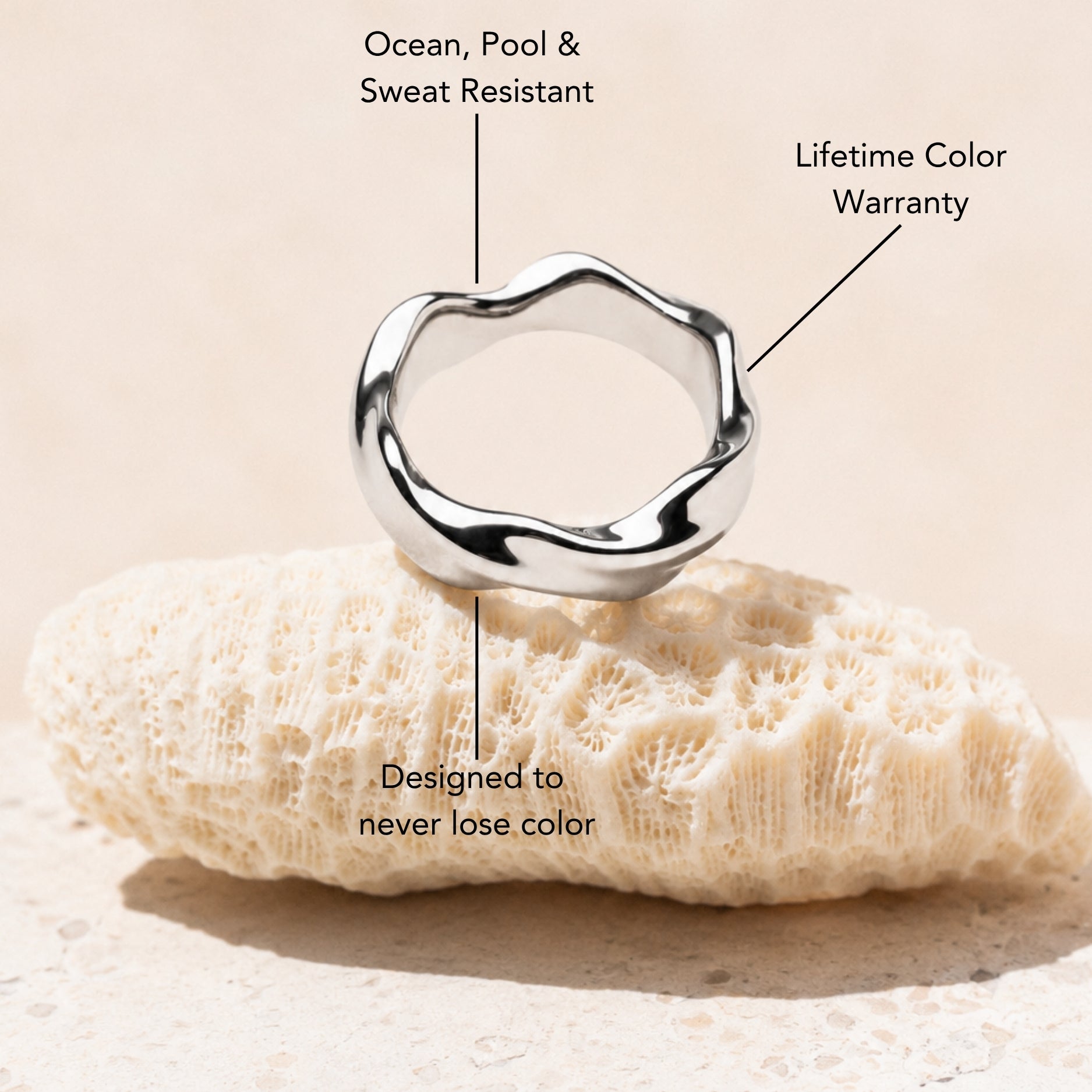 18K Gold Plated Dune Sculptural Band Ring