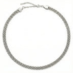 18K Gold Plated Wide Mesh Woven Choker Necklace Waterproof