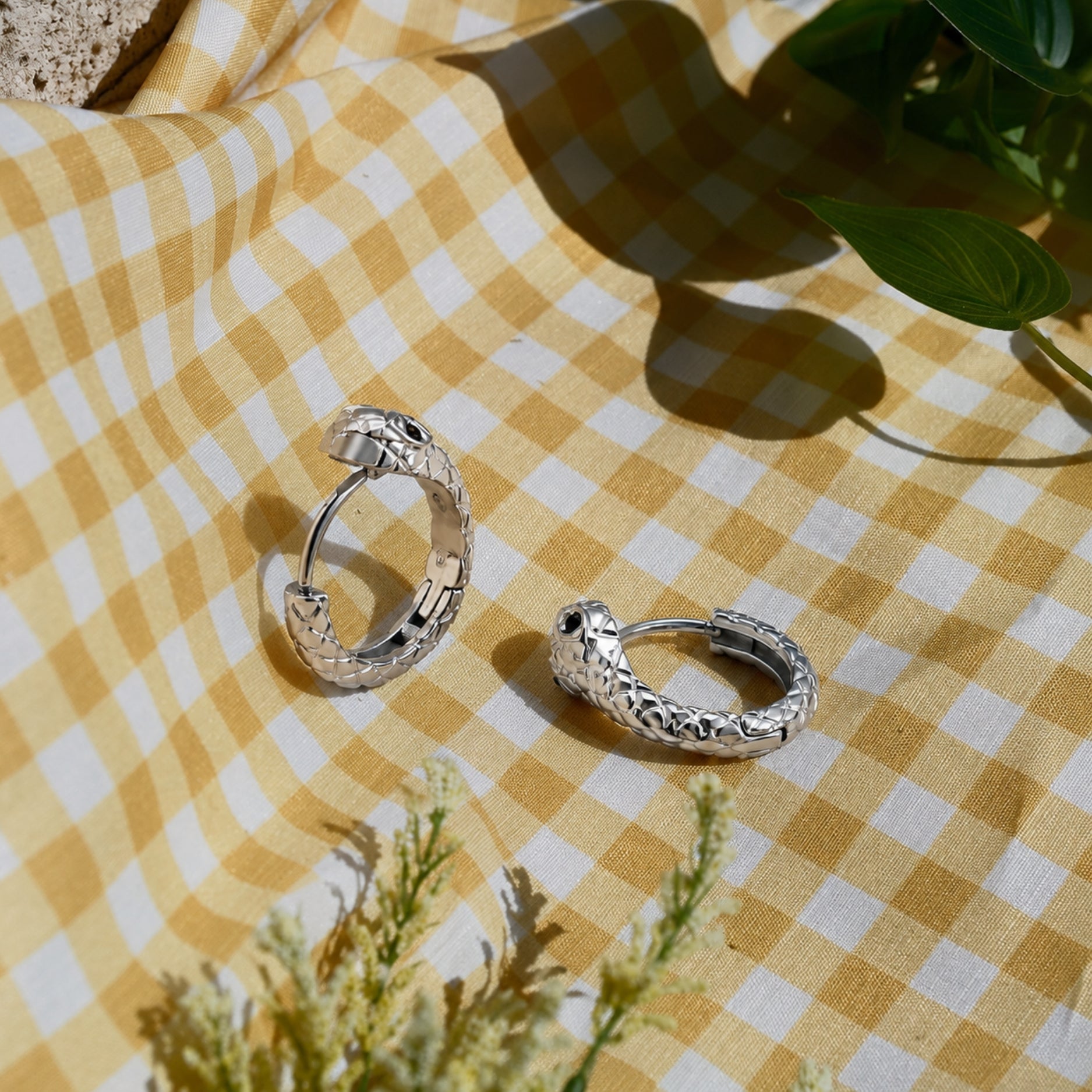 18K Gold Plated Snake Hoop Earrings