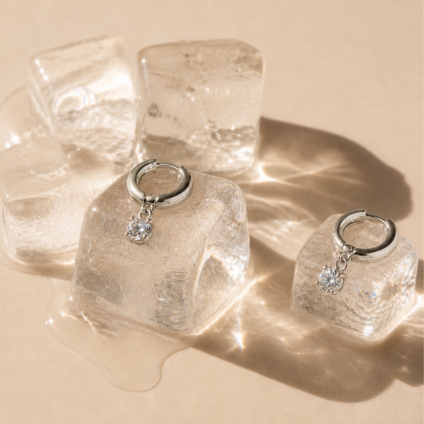 18K Gold Plated Zircon Sparkle Drop Hoop Earrings