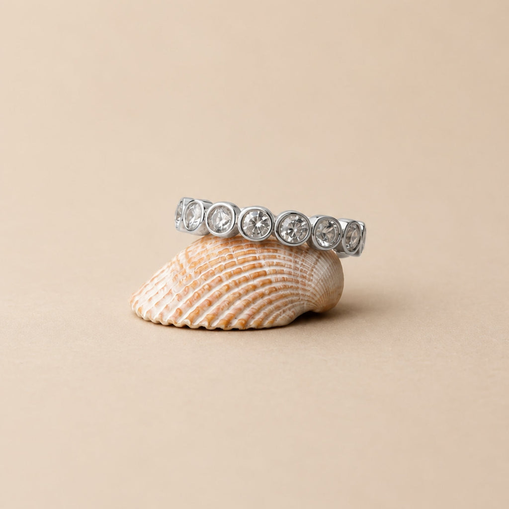 18K Gold Plated Beaded Sparkly Zircon Ring