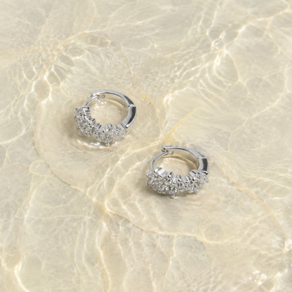 18K Gold Plated White Zircon Starlight Huggie Hoops