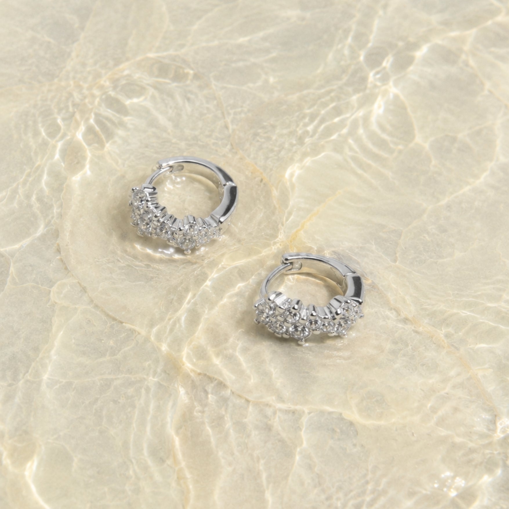 18K Gold Plated White Zircon Starlight Huggie Hoops