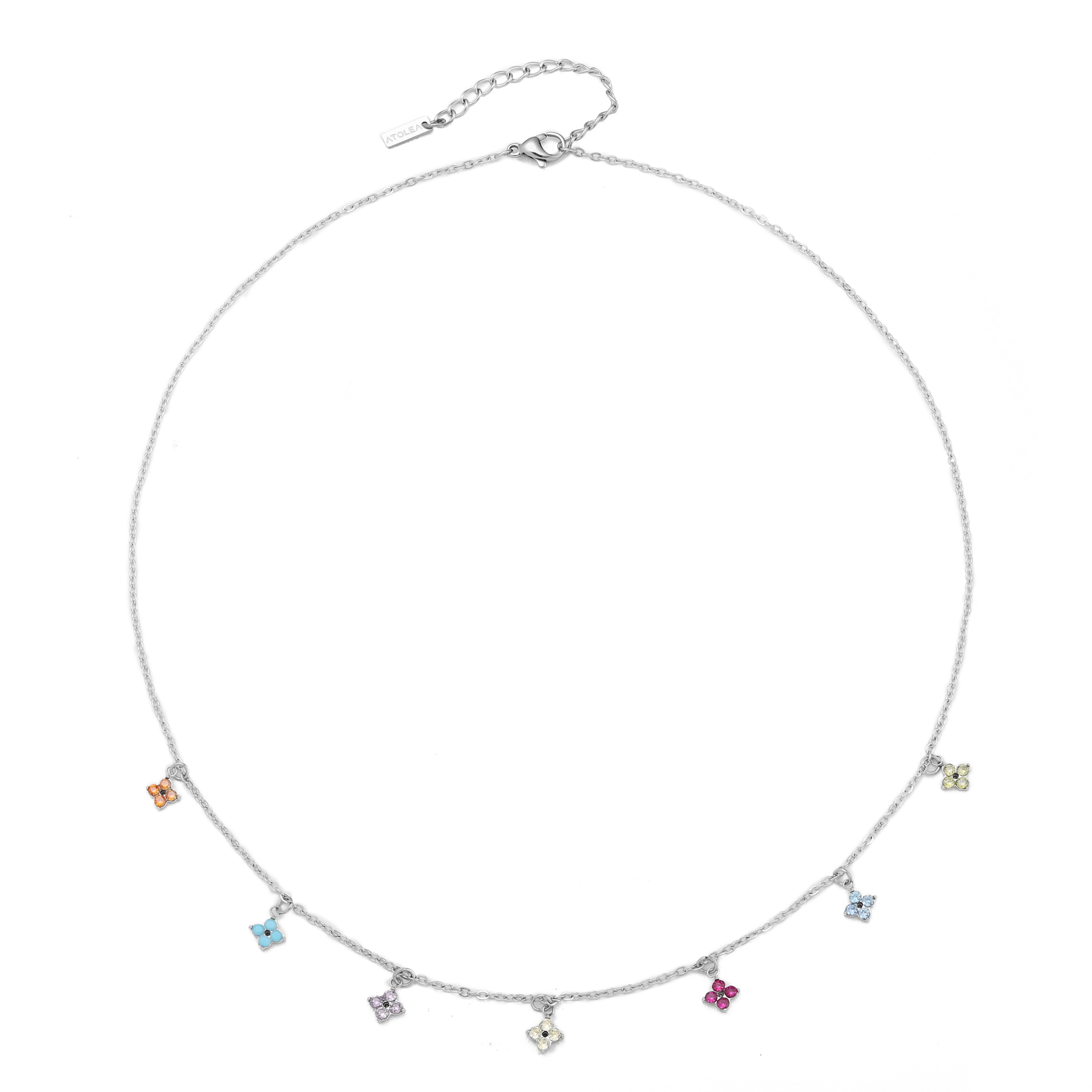 18K Gold Plated Colorful Floral Charm Choker Necklace