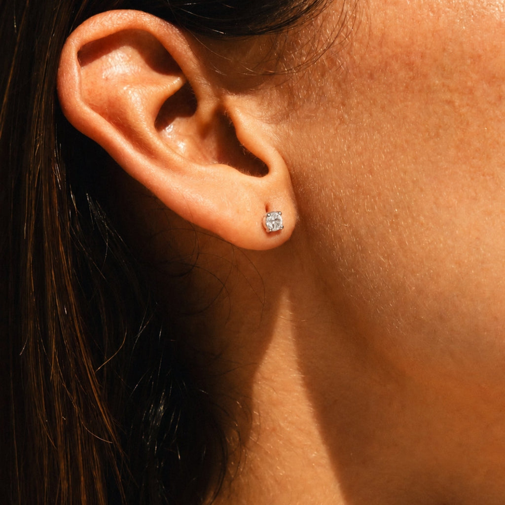 18K Gold Plated Zircon Diamond Stud Earrings