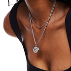 Silver Sun Necklace & Rope Chain Bundle Set