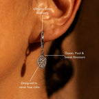 18K Gold Plated Sun Coin Drop Hoop Earrings