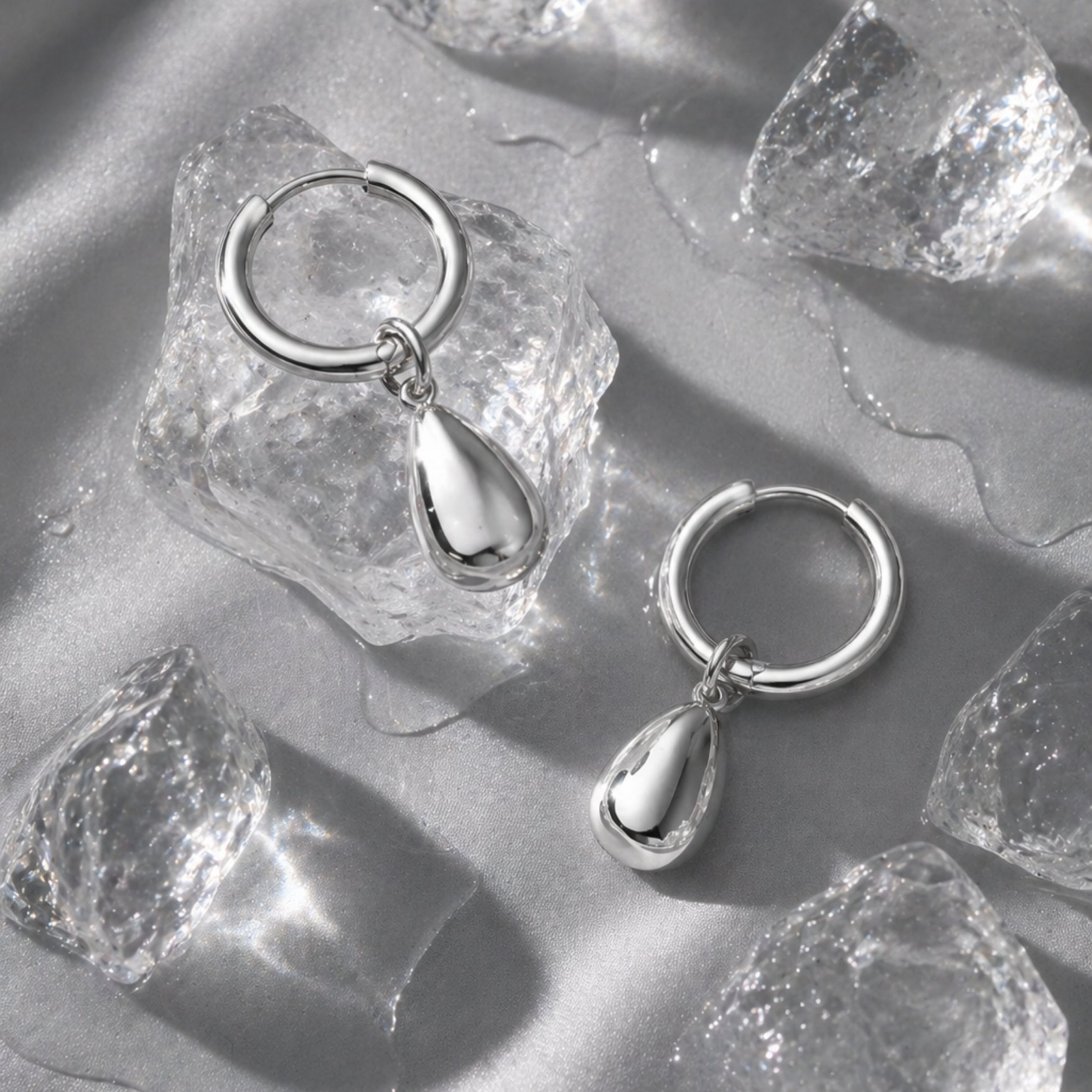 18K Gold Plated Sculptural Drop Hoop Earrings