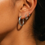 18K Gold Plated Thick Classic Hoop Earrings 4 Sizes
