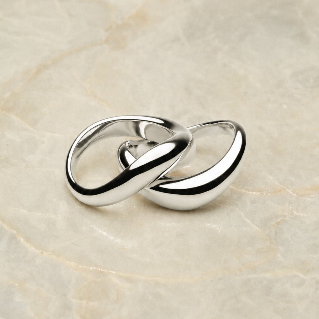 18K Gold Plated Double Trouble Stacking Ring Set of 2