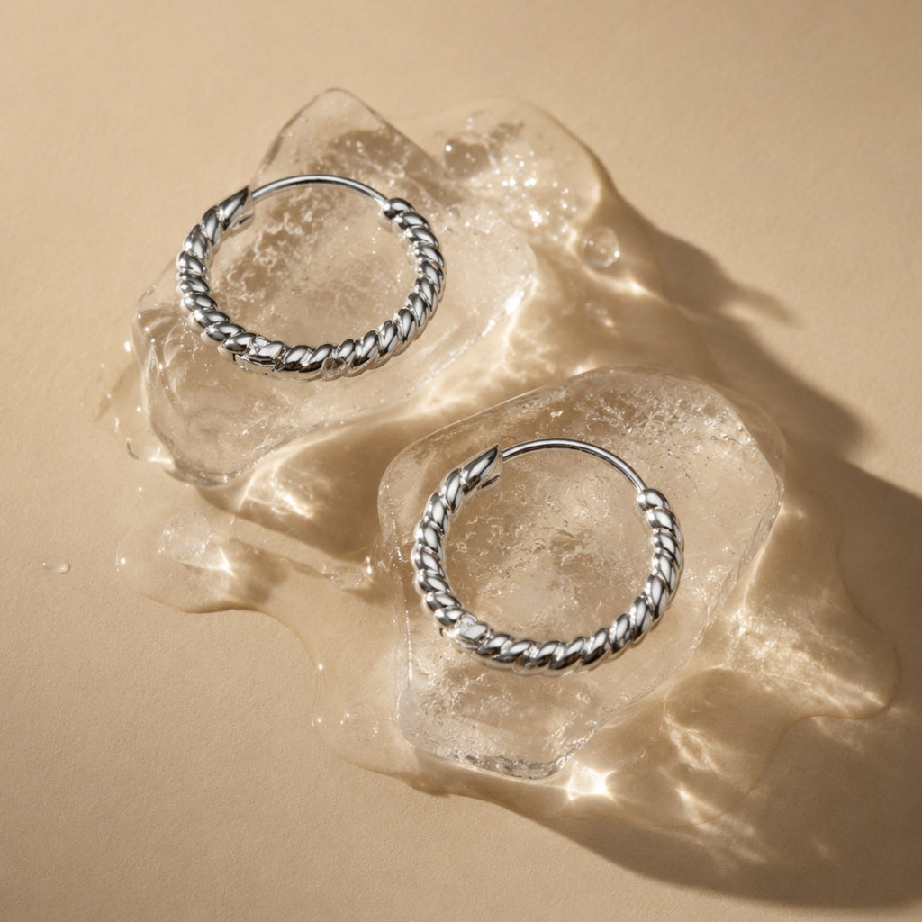 18K Gold Plated Twisted Hoop Earrings Lightweight