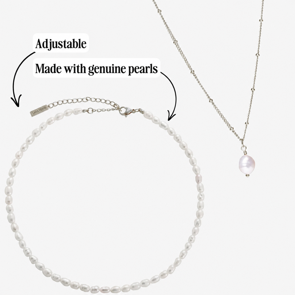Silver Freshwater Pearl Choker & Baroque Pendant Bundle Set