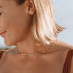 18K Gold Plated Rainbow Enamel Dainty Choker Necklace