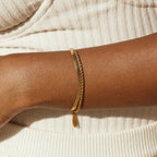 18K Gold Plated Herringbone & Rope Chain Layered Bracelet Set