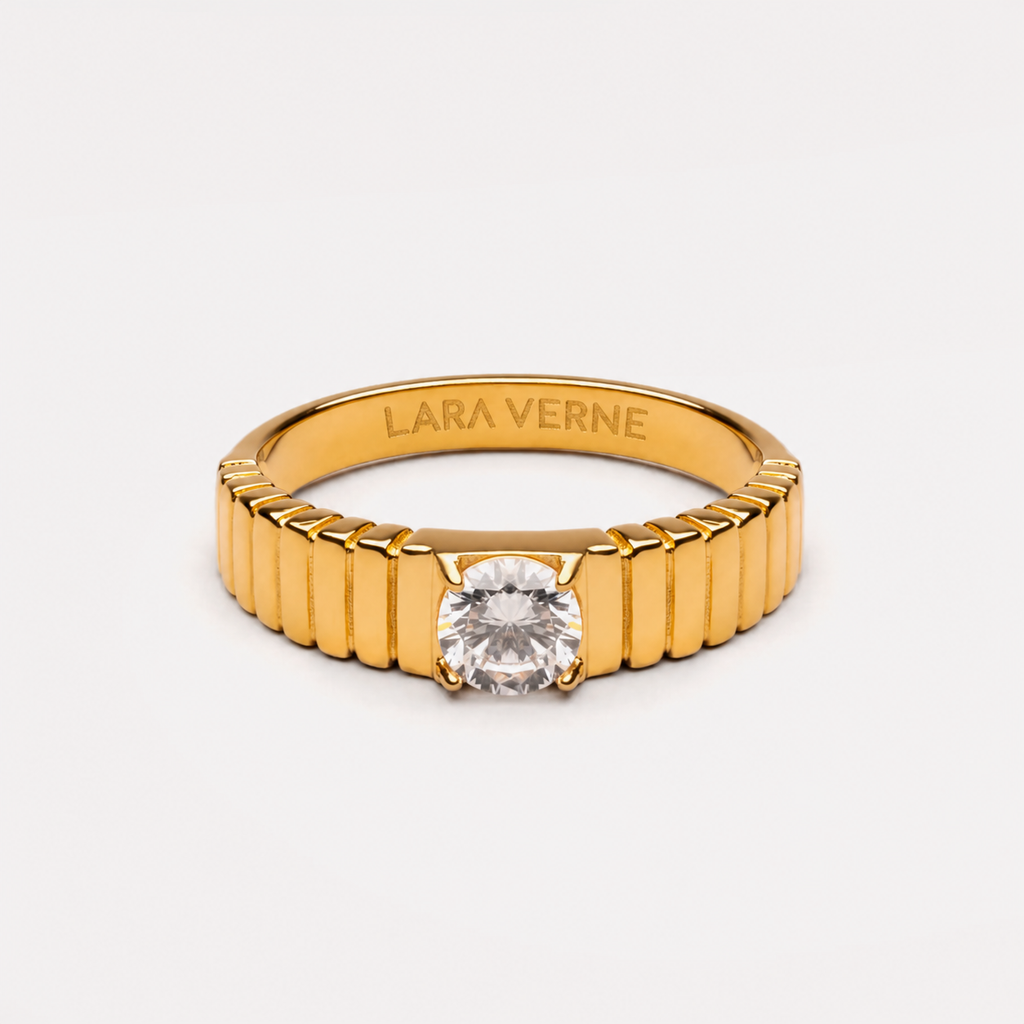 18K Gold Plated Aspen White Zircon Statement Ring