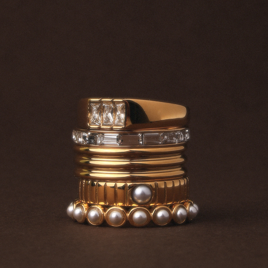 18K Gold Plated Baguette Zircon Signet Ring