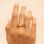 18K Gold Plated Aspen White Zircon Statement Ring