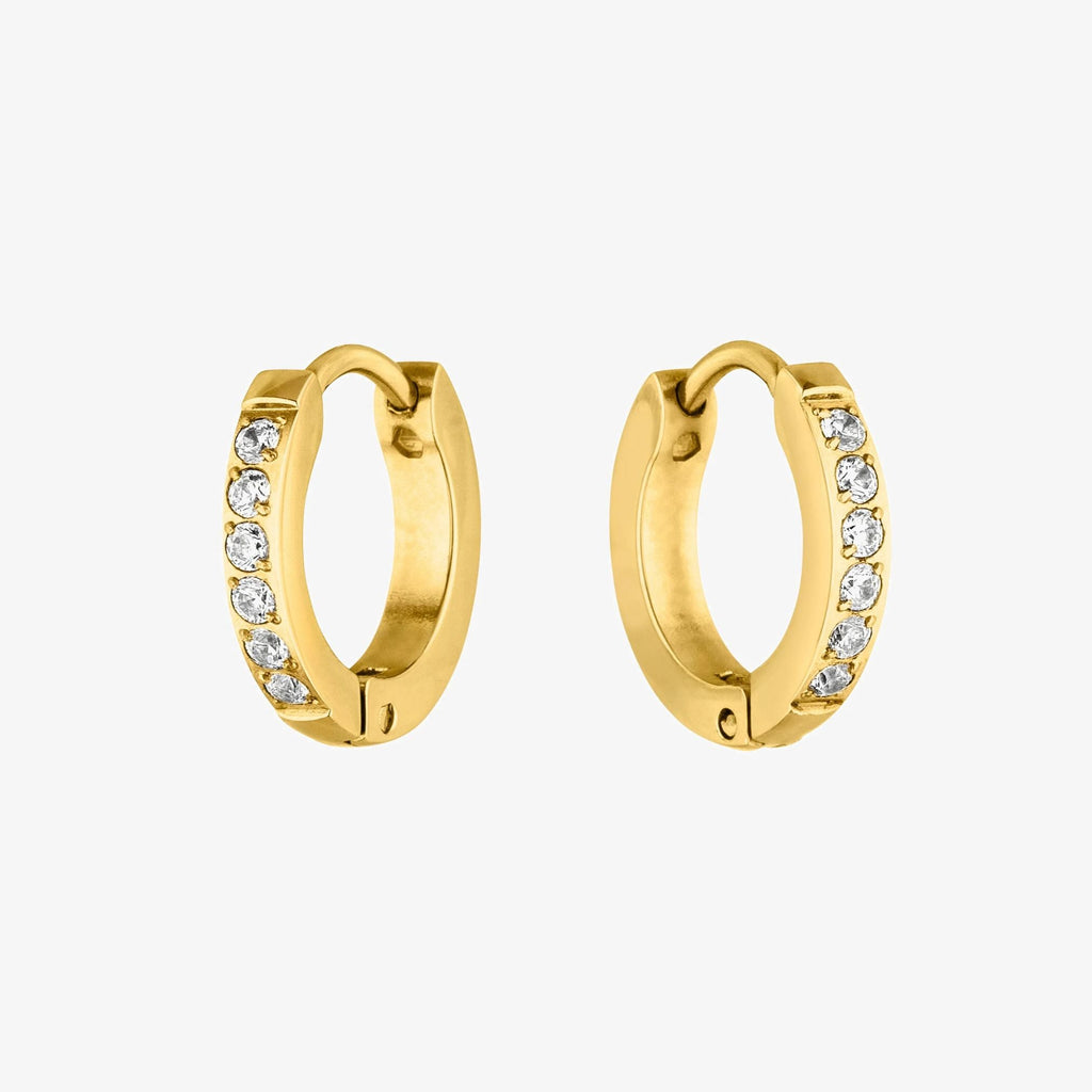 18K Gold Plated Tiny Zirconia Hoop Earrings Dainty