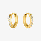 18K Gold Plated Tiny Zirconia Hoop Earrings Dainty
