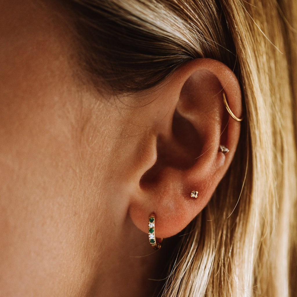18K Gold Plated Green Crystal Oasis Hoop Earrings