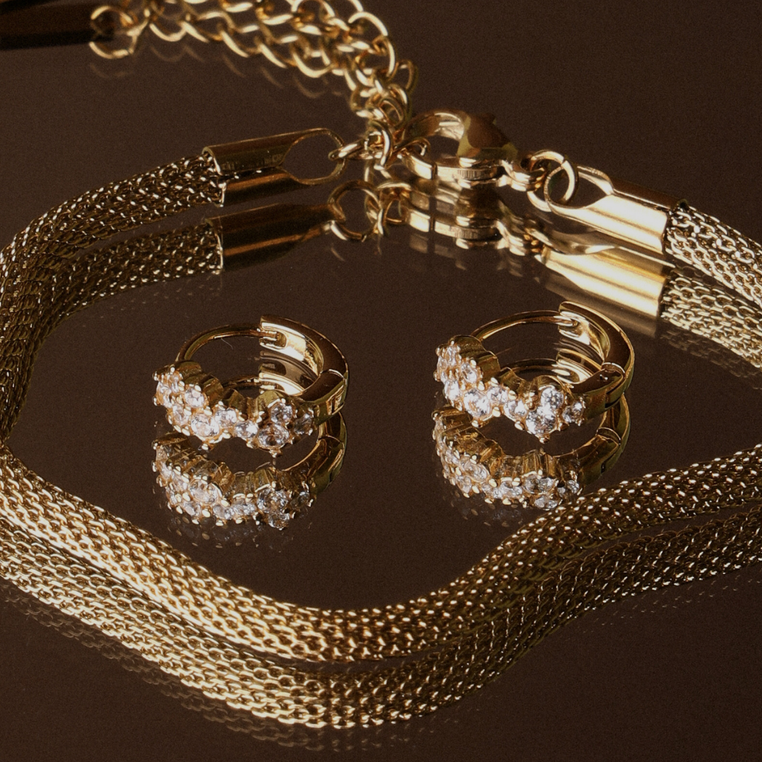 18K Gold Plated White Zircon Starlight Huggie Hoops