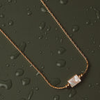 18K Gold Plated Mother of Pearl Rectangle Pendant Necklace