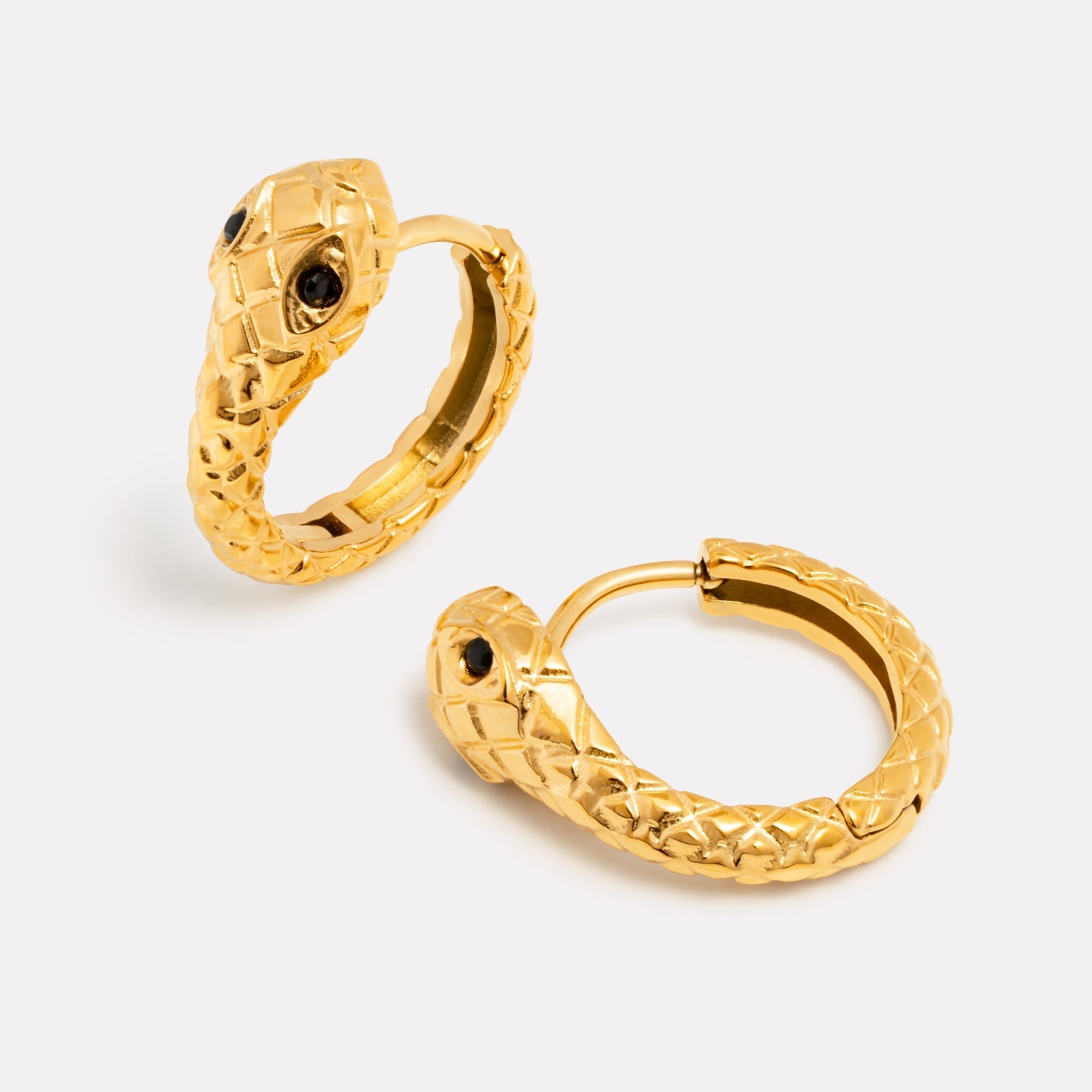 18K Gold Plated Snake Hoop Earrings