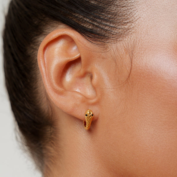 18K Gold Plated Snake Hoop Earrings