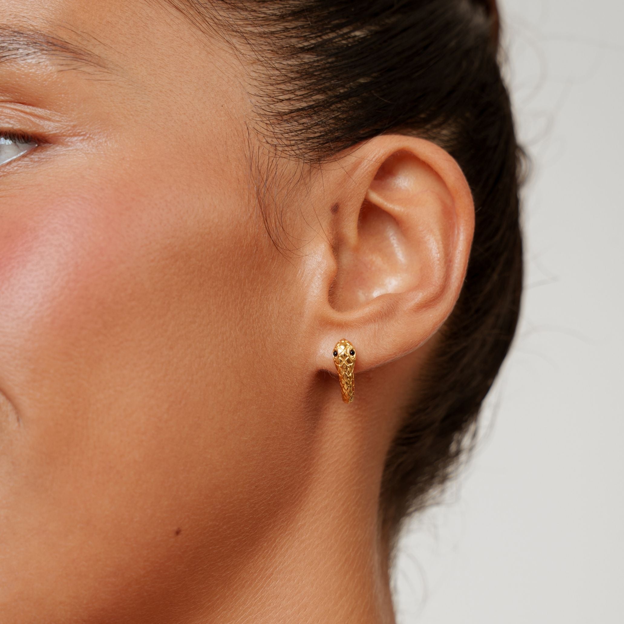 18K Gold Plated Snake Hoop Earrings
