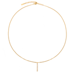 18K Gold Plated Sparkling Zircon Bar Pendant Necklace