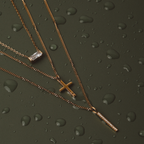 18K Gold Plated Sparkling Zircon Bar Pendant Necklace