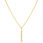 18K Gold Plated Sparkling Zircon Bar Pendant Necklace
