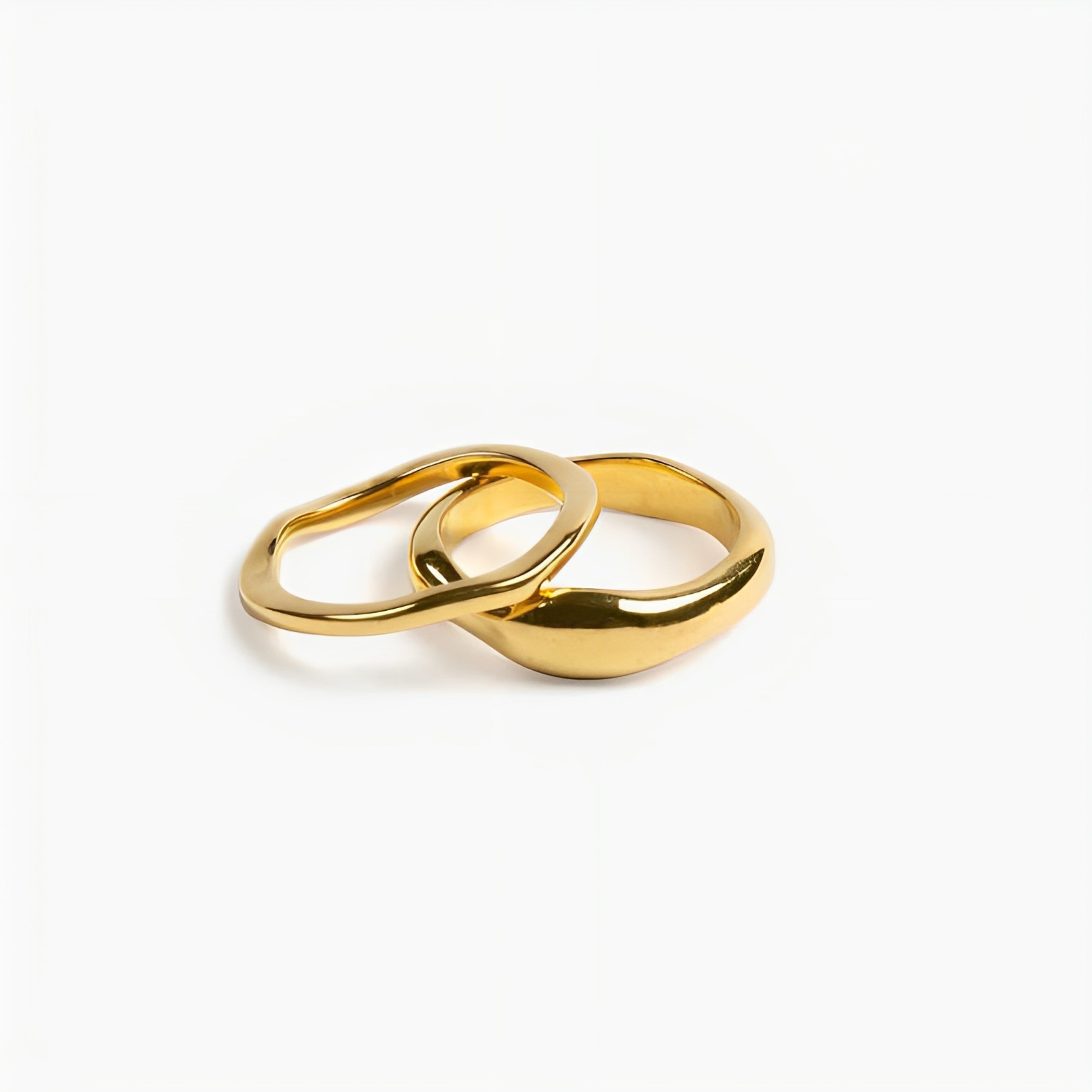 18K Gold Plated Gemini Stackable Ring Set of 2